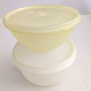 Vintage Tupperware Bowls Light Yellow And Clear